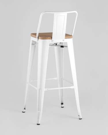 Стул барный Tolix Wood 75.5 со спинкой Белый