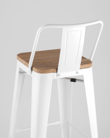 Стул барный Tolix Wood 75.5 со спинкой Белый