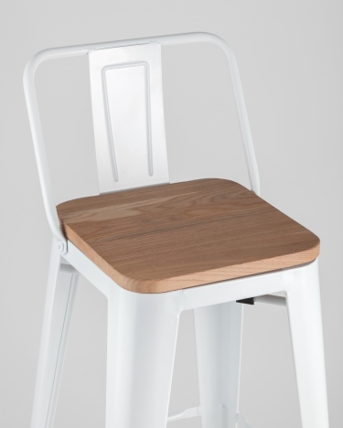 Стул барный Tolix Wood 75.5 со спинкой Белый