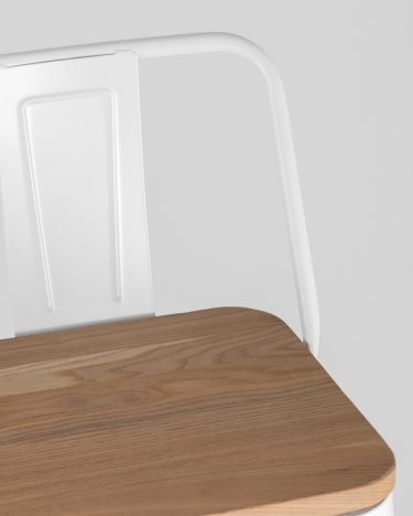 Стул барный Tolix Wood 75.5 со спинкой Белый