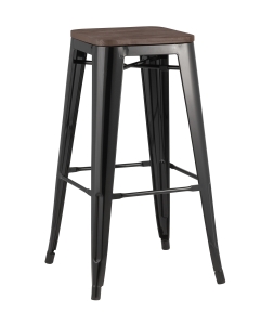 Стул барный Tolix Wood Черный