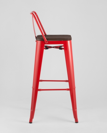 Стул барный Tolix Wood 75.5 со спинкой Красный