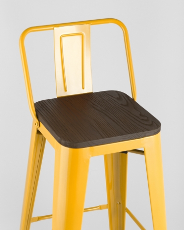 Стул барный Tolix Wood 75.5 со спинкой Желтый