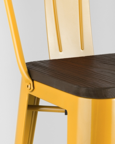 Стул барный Tolix Wood 75.5 со спинкой Желтый