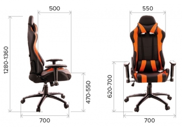 Кресло геймерское Everprof Lotus S2 Экокожа Черный Оранжевый