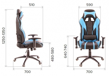 Кресло геймерское Everprof Lotus S16 Экокожа Голубой Черный